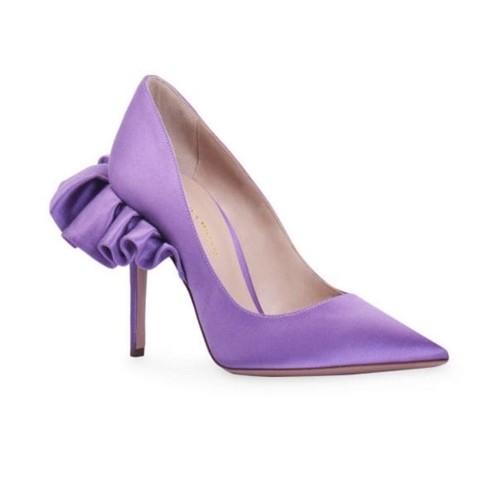 Andrea Wazen Rouches 105MM Satin Pumps